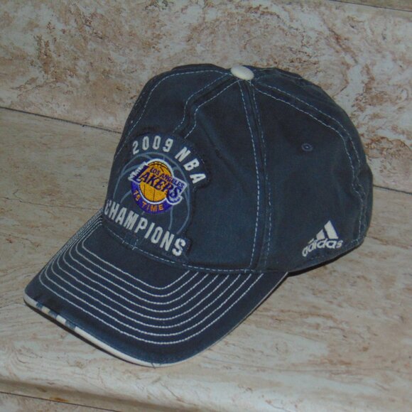 Adidas LA Lakers 2009 NBA 15 Time Champions Hat One Size Gray Distressed Kobe - Picture 3 of 10